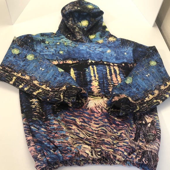 Yizzam Hoodie Sweat Shirt Size M, Van Gogh "Starry Night over the Rhone" - Picture 1 of 10